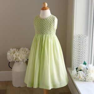 Smocked Dress Green Sleeveless Luli & Me Size 5 Summer Vacation Party Like New